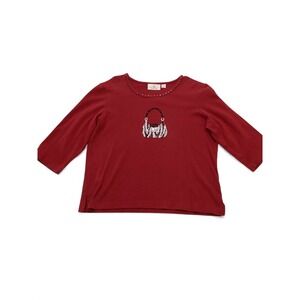 Quaker Factory  Embellished Handbag Sequin Applique Red Tshirt


Top Women